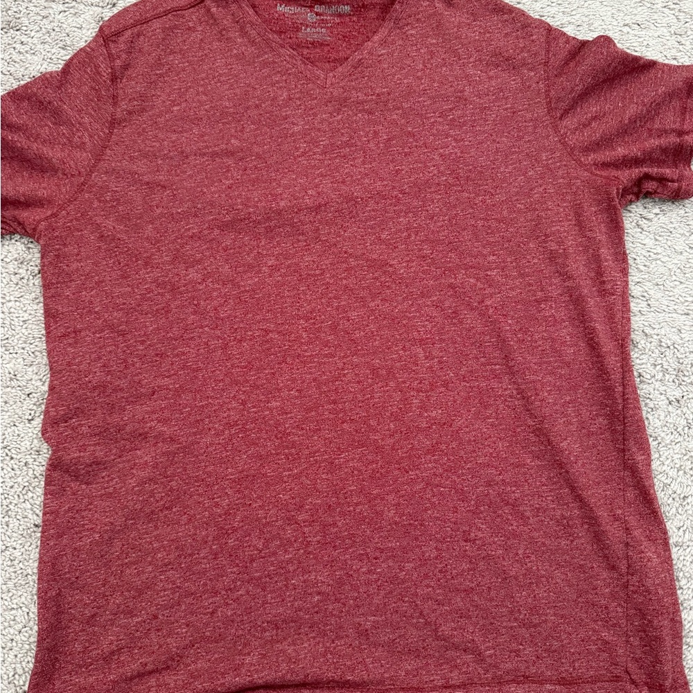 Michael Brandon Heathered Red V-Neck Tee
